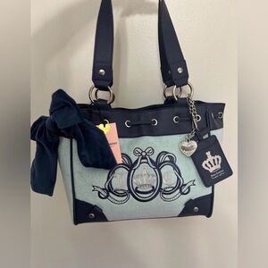 NWT Juicy Couture Lovers Club Terry Tote Daydreamer Bag Blue/Light Blue